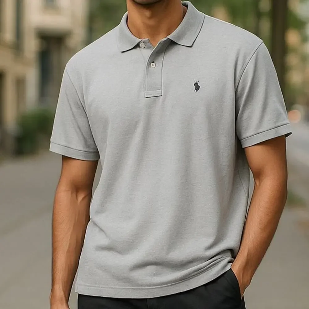 Polo by Ralph Lauren Gray 100% Cotton Knit Polo Shirt Size XL